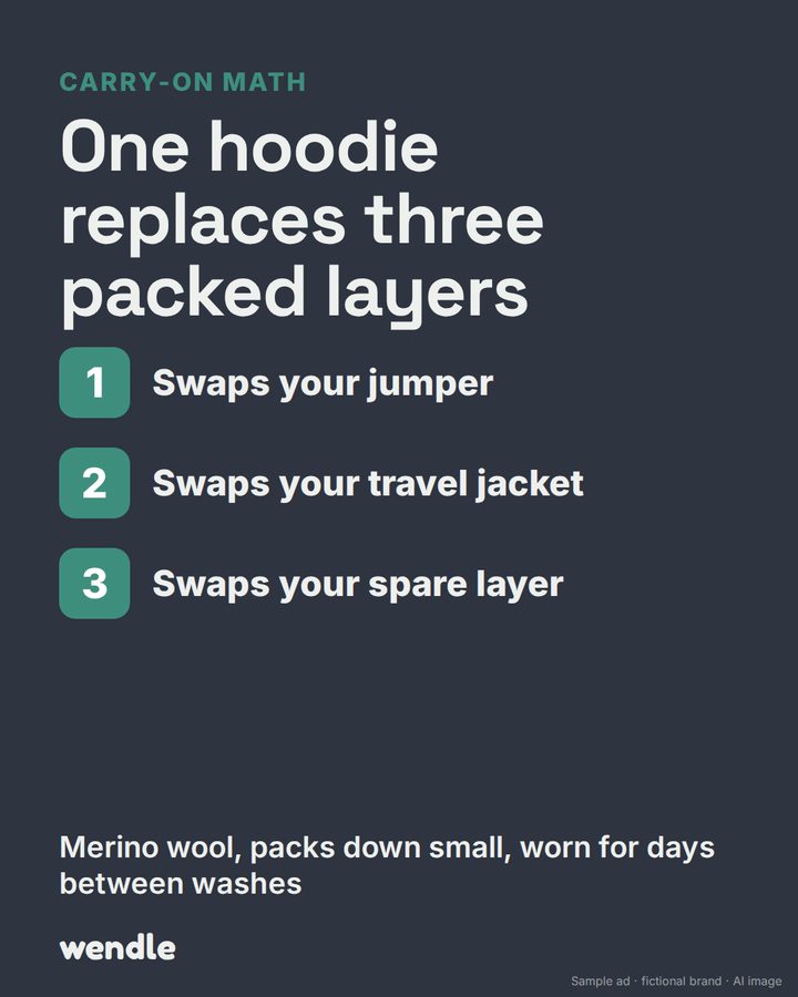 Wendle demo ad, checklist